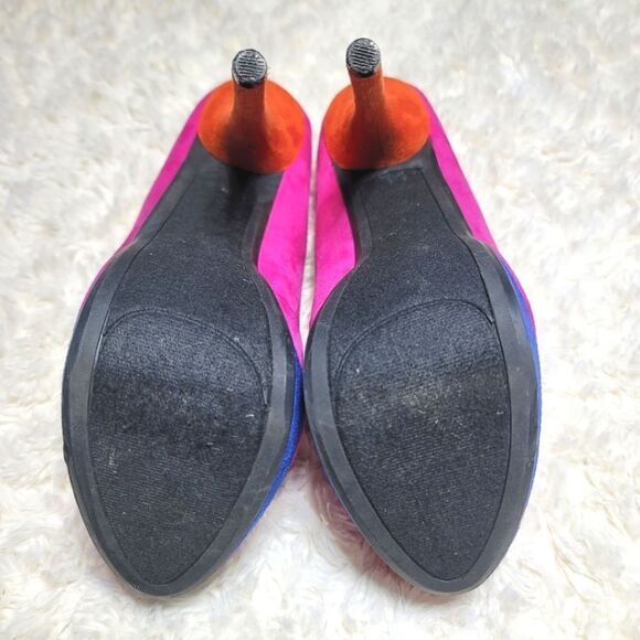 Heart in D Multicolor Platform Stiletto Suede Heels - Pink, Blue & Orange - Picture 7 of 8